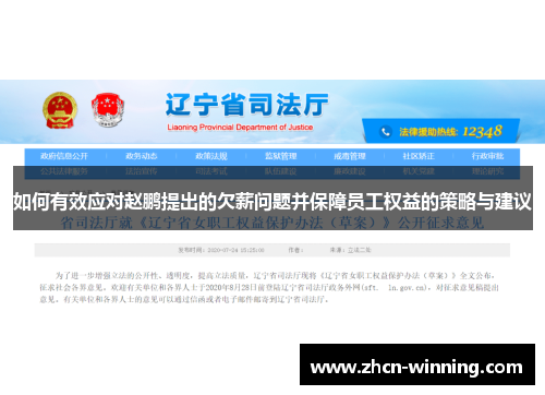如何有效应对赵鹏提出的欠薪问题并保障员工权益的策略与建议